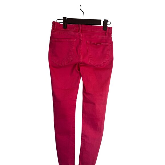 Zara Woman Premium Denim Collection Pink Skinny Jeans Frayed Hem Size 26 - Picture 8 of 13
